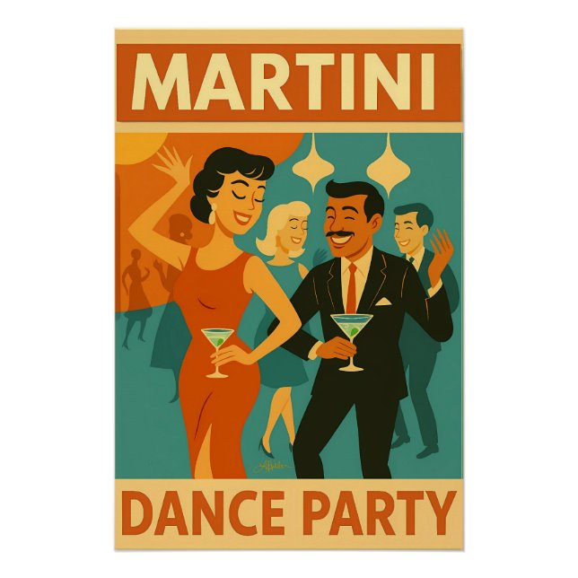 Pôster Festa de Dança Martini de Meados do Século (Frente)