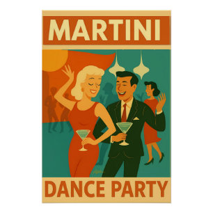 Pôster Festa de Dança Martini Meados do Século