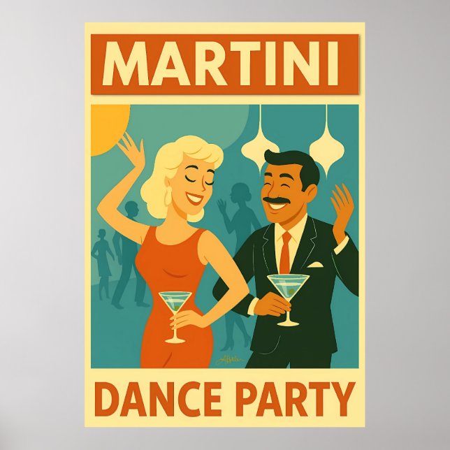 Poster Festa de Dança Martini Meados do Século (Frente)
