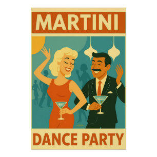 Pôster Festa de Dança Martini Meados do Século
