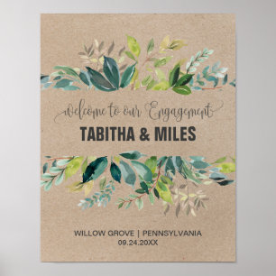 Poster Festa de Engajamento Kraft Foliage Bem-vindo