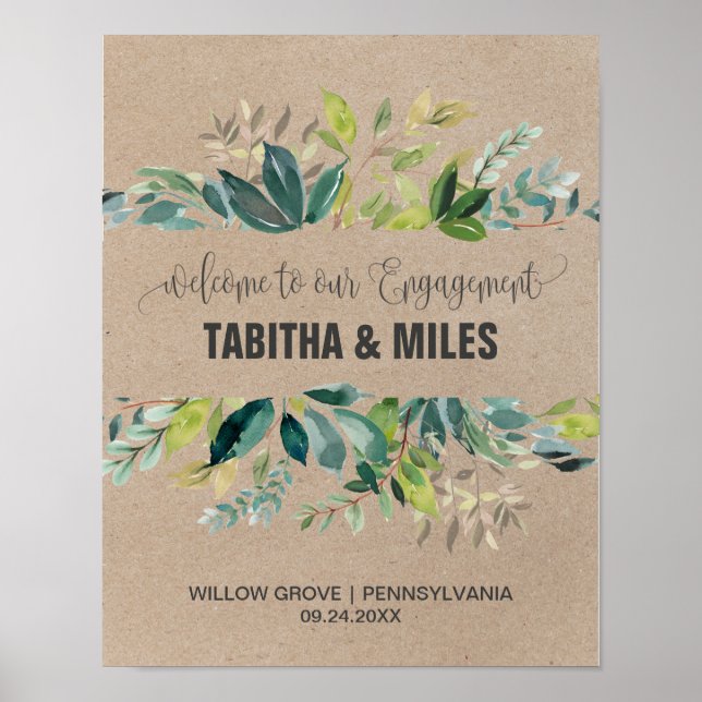 Poster Festa de Engajamento Kraft Foliage Bem-vindo (Frente)