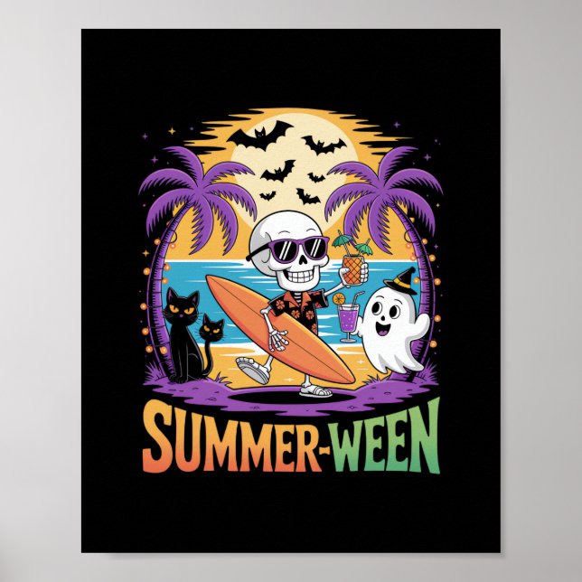 Poster Festa de Esqueleto Summerween no Halloween (Frente)