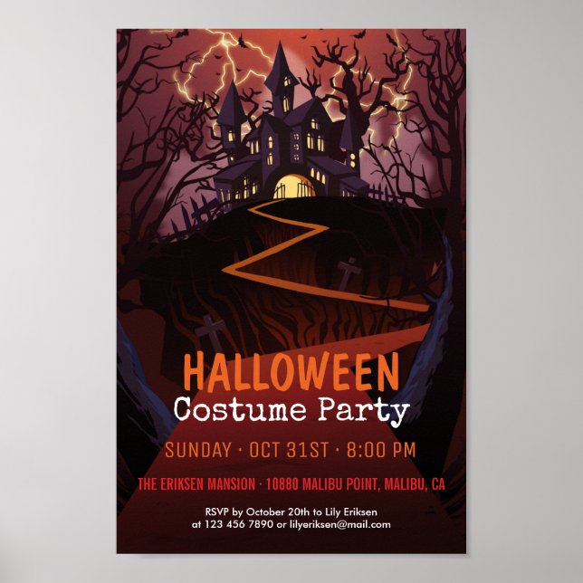Poster Festa de fantasia de Spooky Castle Halloween | POS (Frente)