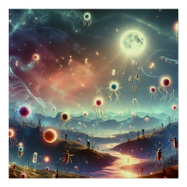 Pôster Festa De Fantasia Mágica Em Arte Lunar Completa