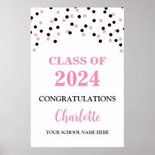 Poster Festa de Formando Preto Rosa Personalizada 20x30