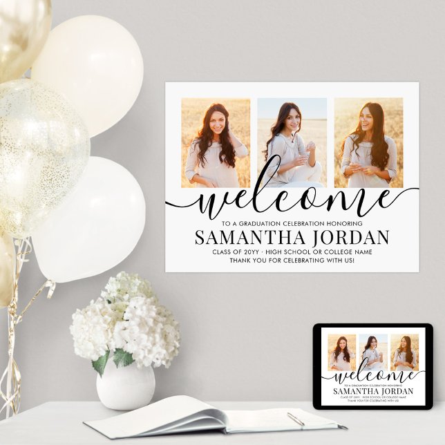 Poster Festa de formatura Bem-vindo 3 Branco de Colagem d (Criador carregado)