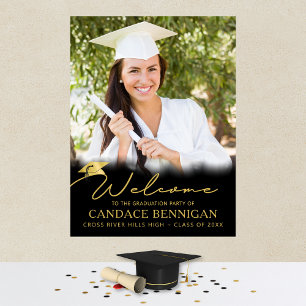 Poster Festa de Formatura Bem-vindo Black Gold Script Fot
