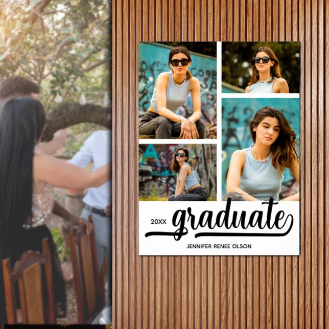 Poster Festa de formatura de 4 Fotografias Modernas (Modern 4 photo graduation party poster - PRINTED and/or INSTANT DOWNLOAD)