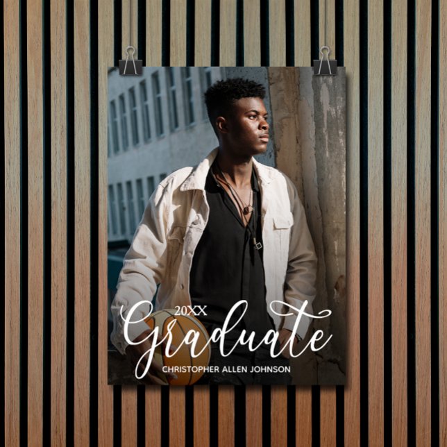 Poster Festa de formatura de Fotografias de Script Elegan (Elegant script photo graduation party poster - PRINTED and/or INSTANT DOWNLOAD)