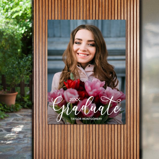 Poster Festa de formatura de Fotografias de Script Elegan (Elegant Script Photo Graduation Party Poster - PRINTED and/or INSTANT DOWNLOAD)