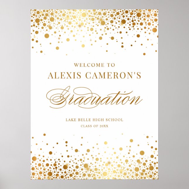 Poster Festa de formatura Faux Gold Foil Confetti Bem-vin (Frente)