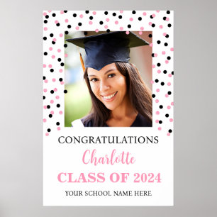 Poster Festa de formatura rosa preta personalizada 20x30