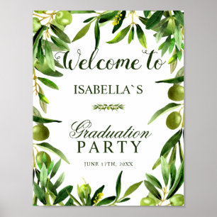 Poster Festa de formatura verde-oliva elegante do sinal