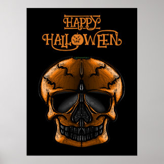 Poster Festa de Halloween do Crânio de Abóbora