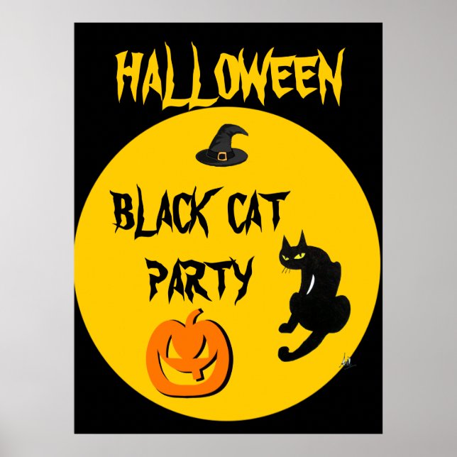 POSTER FESTA DE HALLOWEEN DO GATO PRETO (Frente)