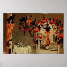 Poster Festa de Halloween Jack O Lanterna Pumpkin Black C