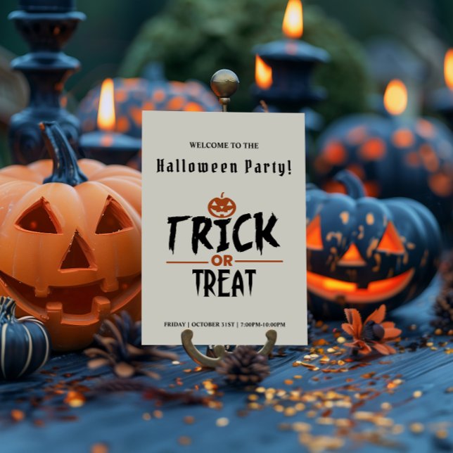 Poster Festa de Halloween, Na moda Branco (White Stylish Halloween Party Poster)