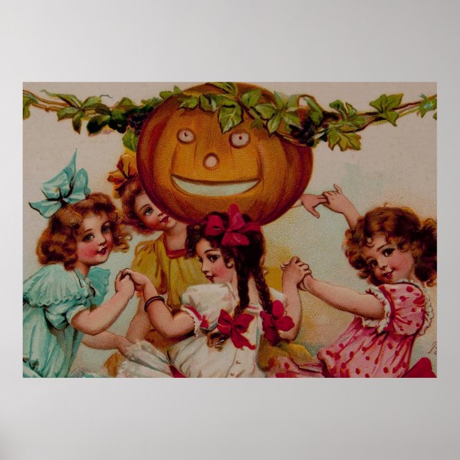Poster Festa de Halloween Pumpkin Vintage Art (Frente)