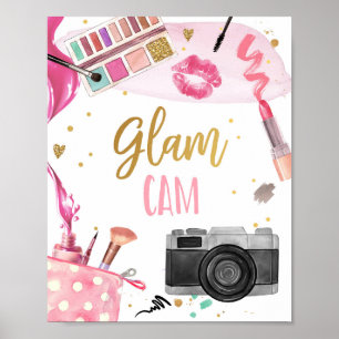 Poster Festa de Maquiagem Glam Cam Spa Aniversário Garota