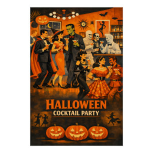Pôster Festa de Martini de Halloween no Estilo Moderno de