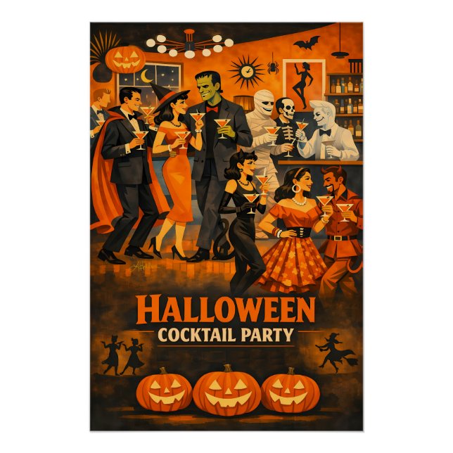 Pôster Festa de Martini de Halloween no Estilo Moderno de (Frente)