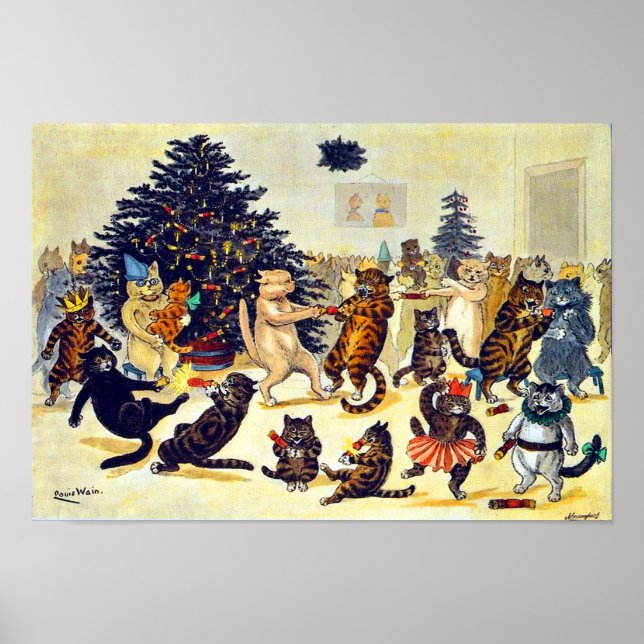 Pôster Festa de Natal de Cat, Louis Wain (Frente)