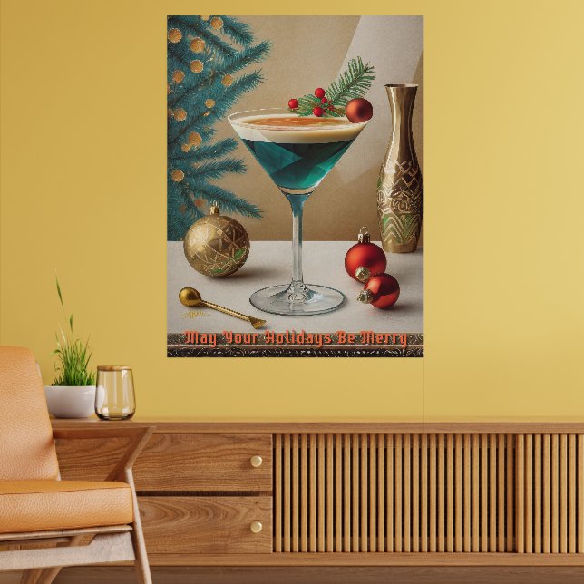 Poster Festa de Natal de Cocktail da Metade do Século Hap (Sala de Estar 2)