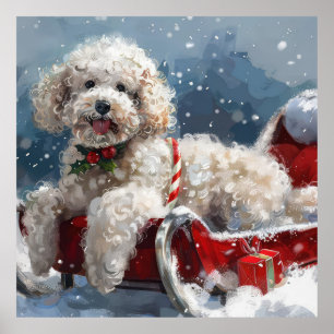 Poster Festa de Natal do Cachorro Poodle