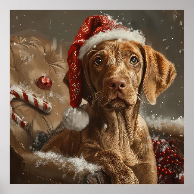 Poster Festa de Natal do Cão Vizsla (Frente)