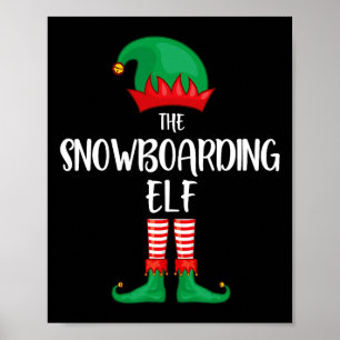 Poster Festa de Natal do Elf do Snowboard - Família de Co