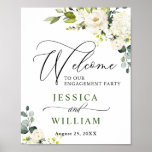 Poster Festa de noivado Elegante Eucalyptus White Roses<br><div class="desc">Aproveite seu Janto de ensaio com este poster único com a Ivory White Watercolor Eucalyptus Greenery. O tamanho padrão é 8 x 10 polegadas, você pode alterá-lo para um tamanho maior. Para mais personalização, clique no link "personalizar mais" e use nossa ferramenta design para modificar esse modelo. Se precisar de...</div>