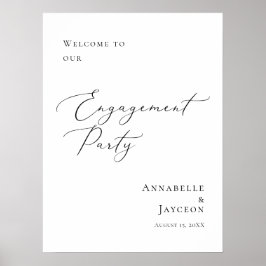 Poster Festa de noivado mínima elegante bem-vindo