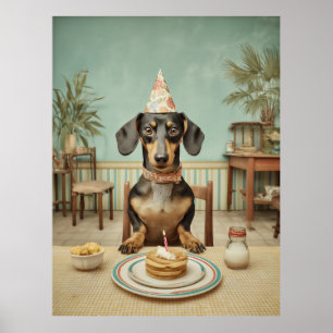 Poster Festa de Panqueca de Aniversário do Dachshund