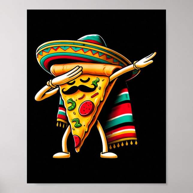Poster Festa de Pizza Dabbing Cinco De Mayo Mexicano Engr (Frente)