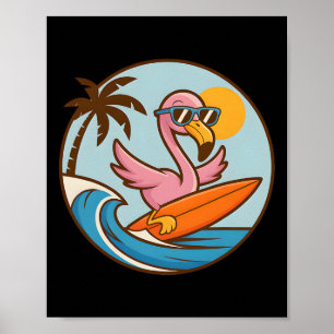 Poster Festa de Praia de Flamingo de Verão de Surf Paradi