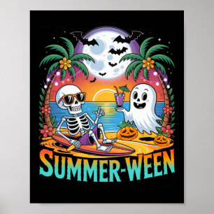 Poster Festa de Praia Halloween Vibes Summerberry Skeleto