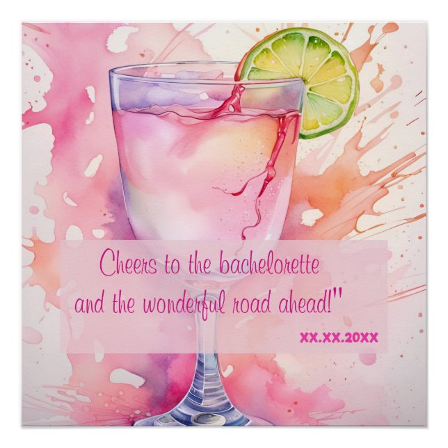 Pôster Festa de solteira de Tostas de Aquarela Personaliz (Frente)