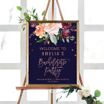 Poster Festa de solteira Floral Dourada do outono Bem-vin<br><div class="desc">Este outono é o poster floral rosa de festa de solteira de ouro de boas-vindas é perfeito para um chá casamento outono. O design apresenta um buquê espantoso de pincel, pêssego laranja, e flores marsala burgundy com falso rosa de folha de ouro e confete. Personalize o poster com o nome...</div>