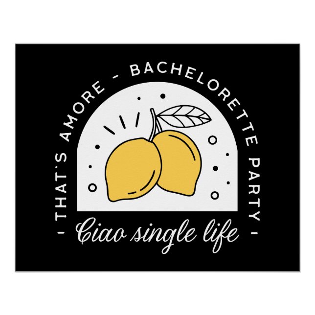 Pôster Festa de solteira limão fruta preto (Frente)
