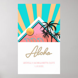 Poster Festa de Solteira Neon na Praia Tropical Quente
