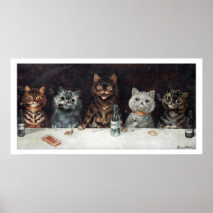 Poster Festa de Solteirão de Gato Vintage por Louis Wain
