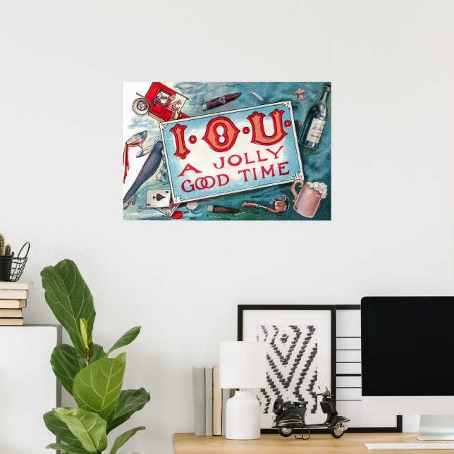 Pôster Festa de Vícios Antigos, Jogos de Azar, Bebida, Fu (Escritório em casa)