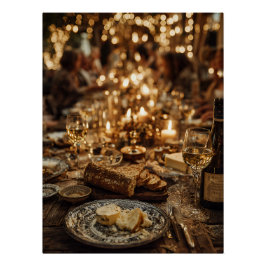 Pôster Festa de Vinho e Pão à Luz de Velas