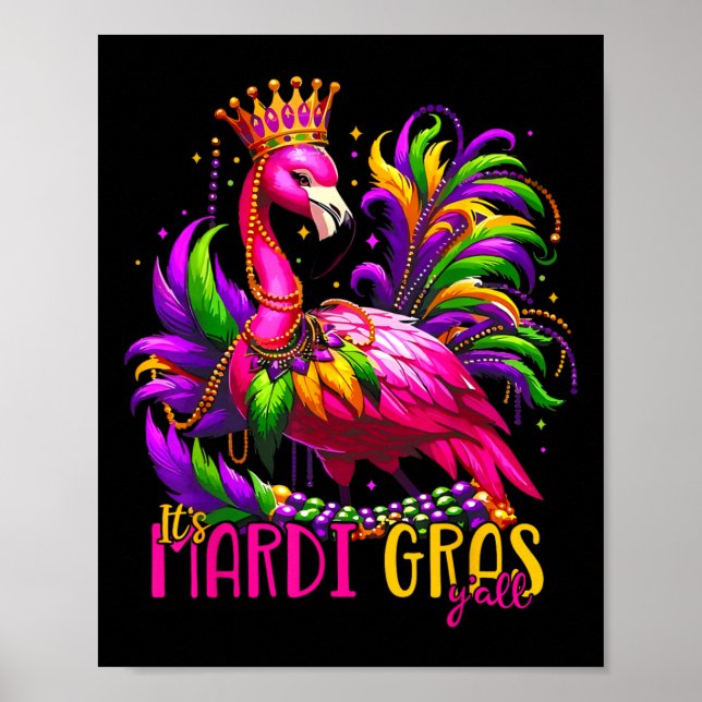 Poster Festa do Carnaval Encantada Idea Flamingo Mardi Gr (Frente)