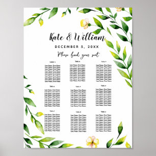 Pôster festa do plano de Mesa floral de casamento amarelo