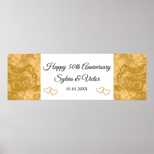 Poster Festa Dourada de 50.º aniversário feliz do Elegant (Frente)