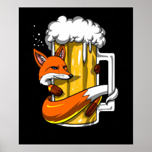 Poster Festa Engraçada de Bebendo de cerveja Fox