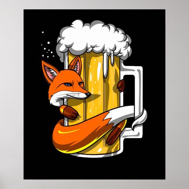 Poster Festa Engraçada de Bebendo de cerveja Fox (Frente)