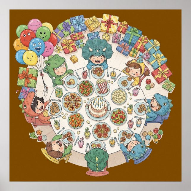 Poster Festa Infantil do Dinossauro (Frente)